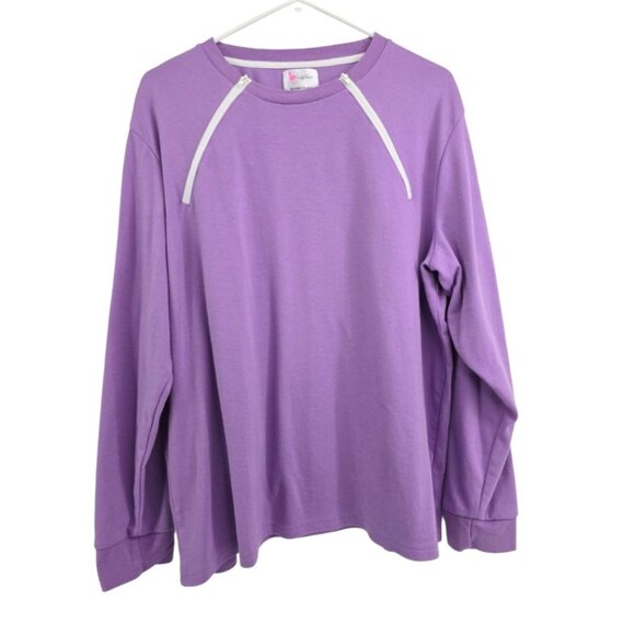 Comfy Chemo Long Sleeve Lavander Top Size XL - Picture 4 of 10